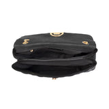 Accessorize London Women's Oversized Black Ayda Quilted Adjustable Shoulder Sling Bag