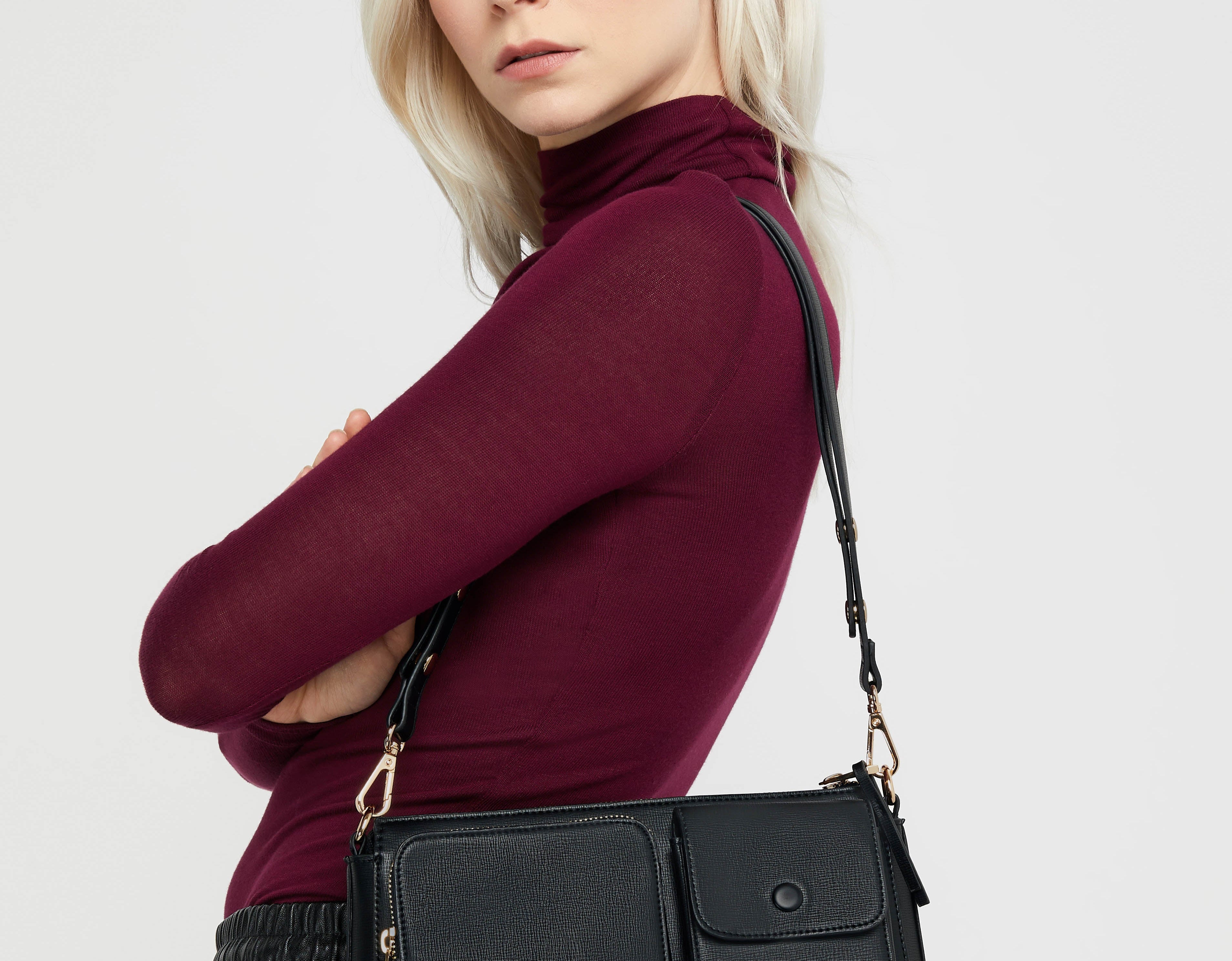 Accessorize London Women's Utility Multi Pocket Adjustable Shoulder Sling Bag