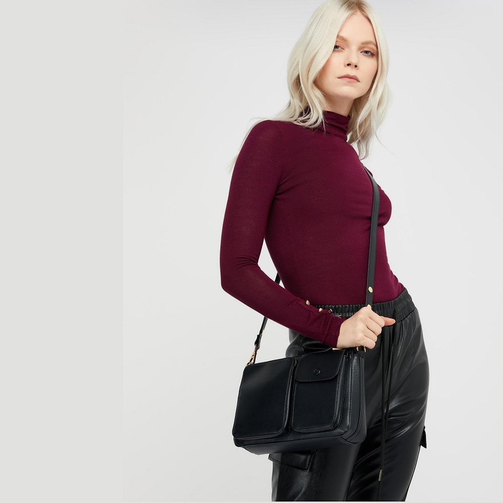 Accessorize London Women's Sequin Mini Chain Sling Bag-Black