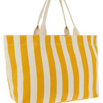 Accessorize London Women's Yellow & White Woven Stripe Beach Tote Bag