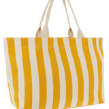 Accessorize London Women's Yellow & White Woven Stripe Beach Tote Bag