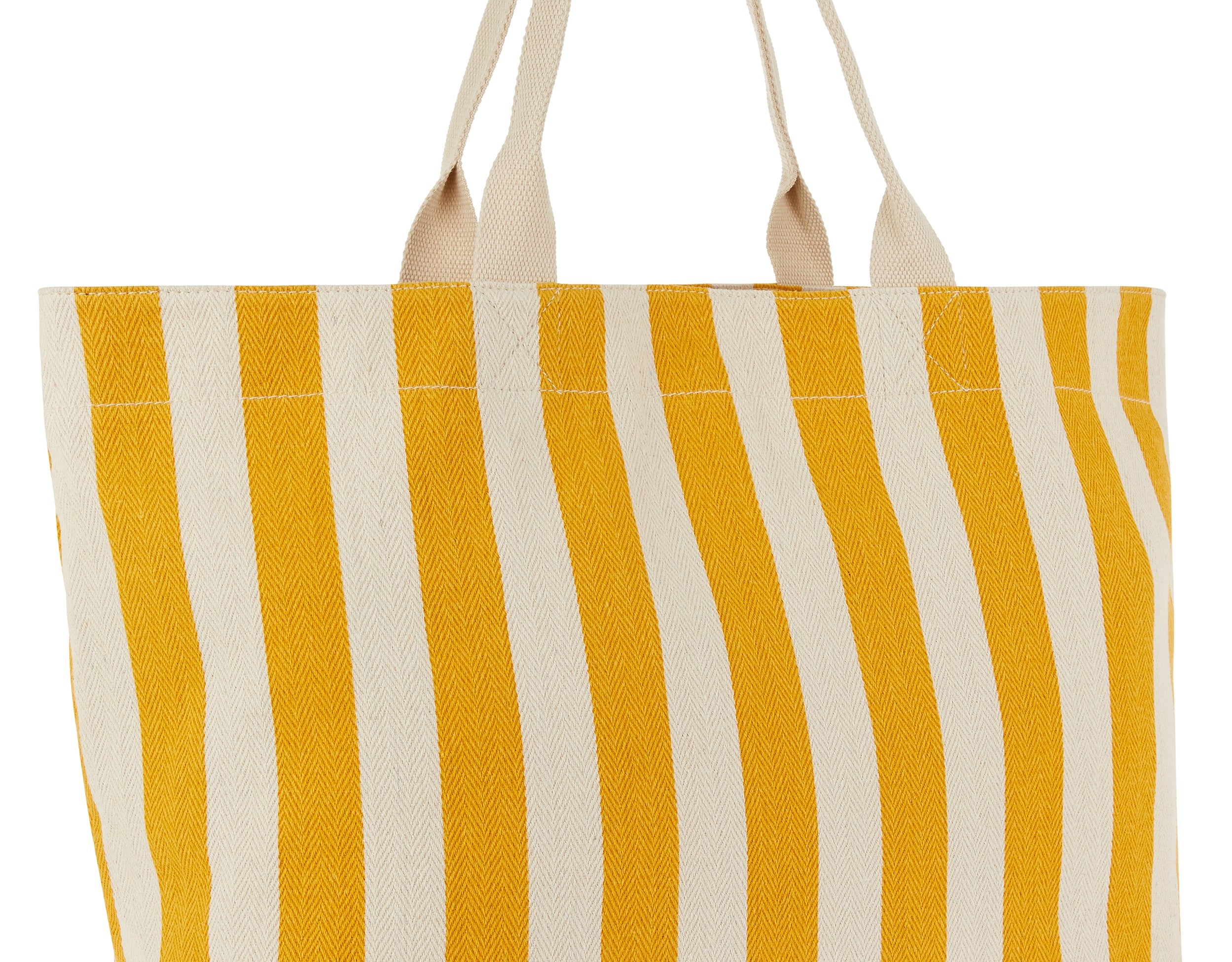 Accessorize London Women's Yellow & White Woven Stripe Beach Tote Bag