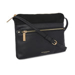 Accessorize London Women's Faux Leather Black Elly Front Pocket Sling Bag