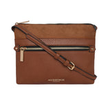 Accessorize London Women's Faux Leather Tan Elly Front Pocket Sling Bag