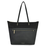 Accessorize London Women's Faux Leather Black Front Pocket Molly Tote bag