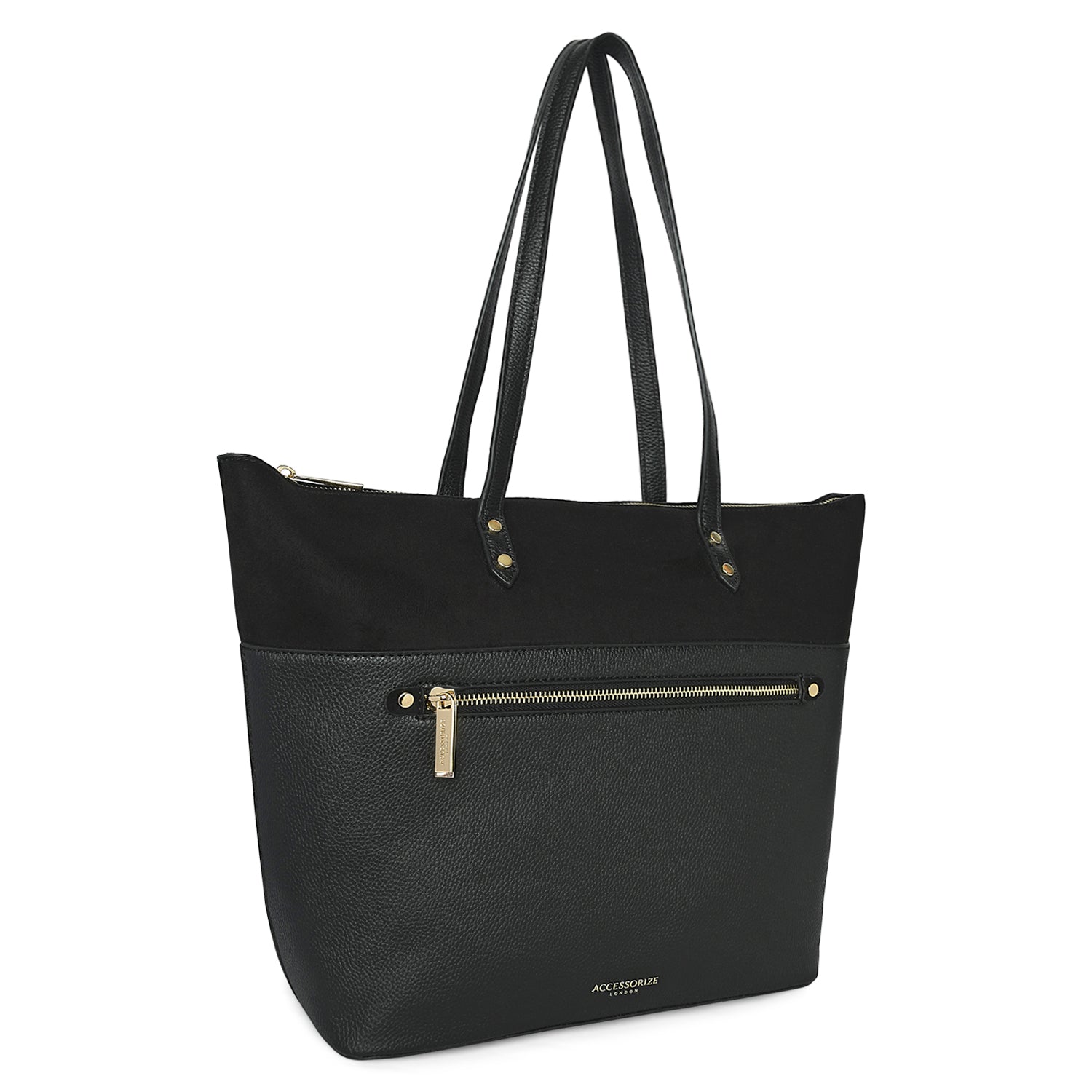 Faux leather tote bag best sale with pockets