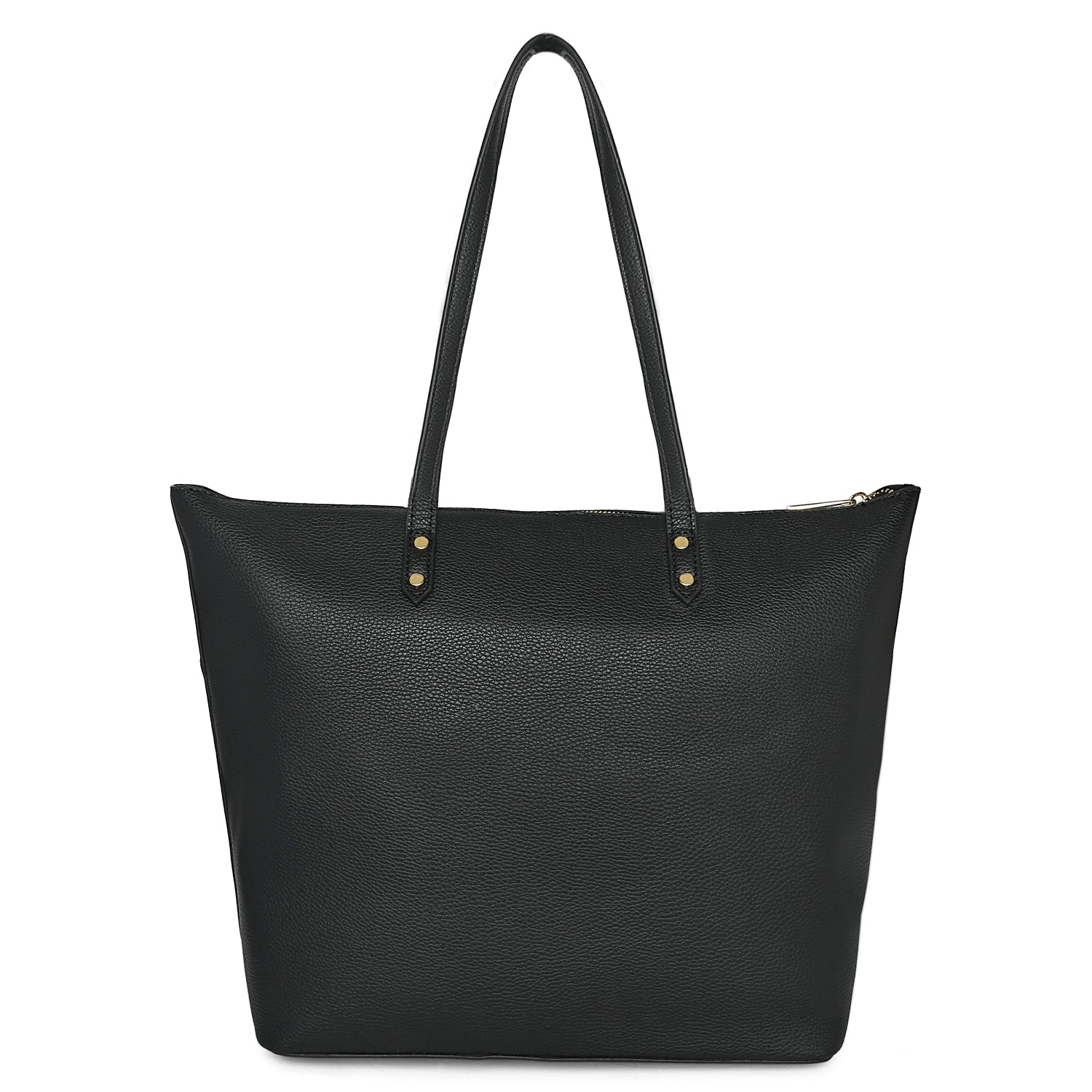 Accessorize London Women's Faux Leather Black Front Pocket Molly Tote bag