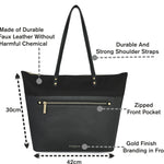 Accessorize London Women's Faux Leather Black Front Pocket Molly Tote bag