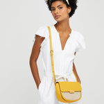 Accessorize London Women's Yellow Linen Sling bag