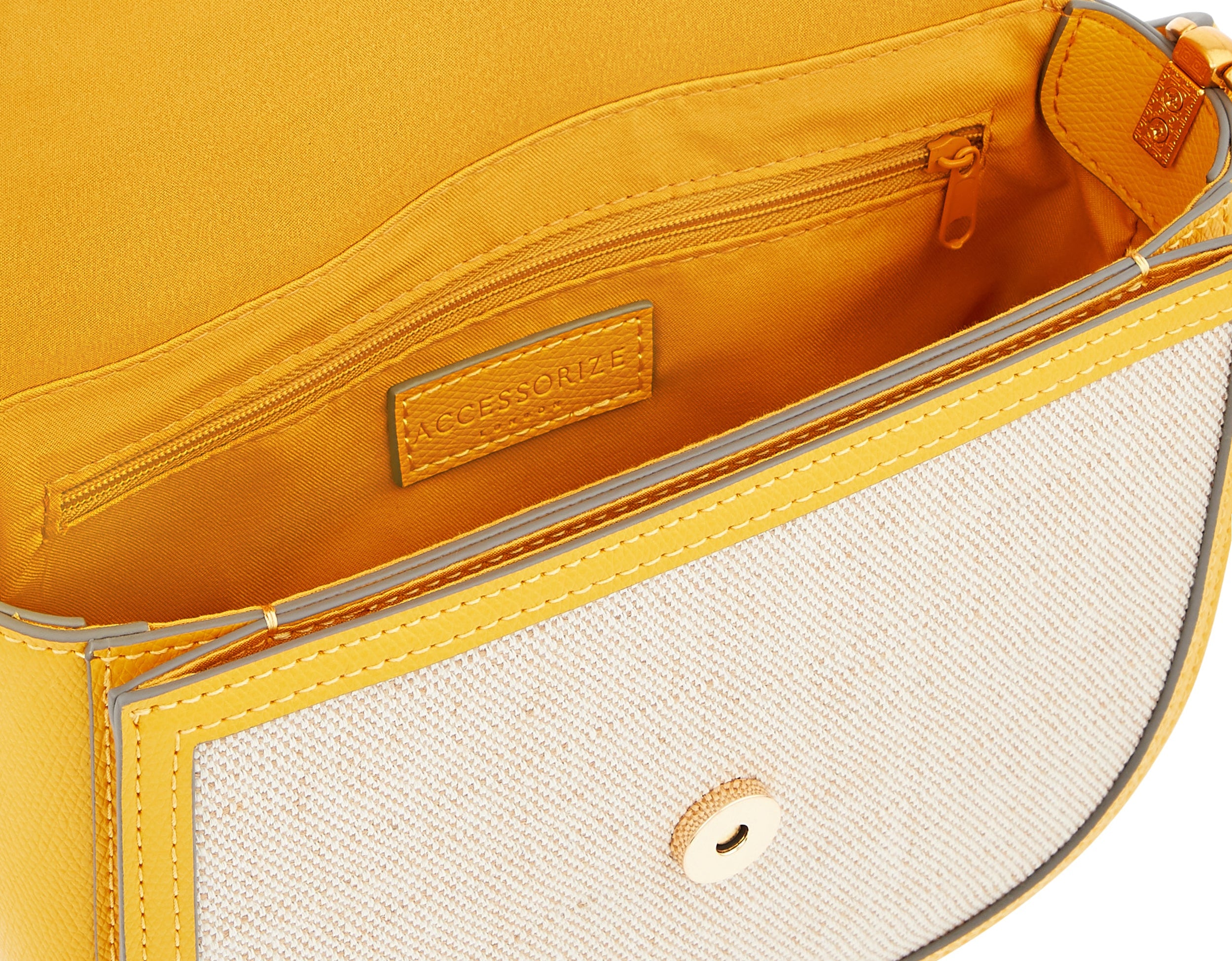 Accessorize London Women's Yellow Linen Sling bag