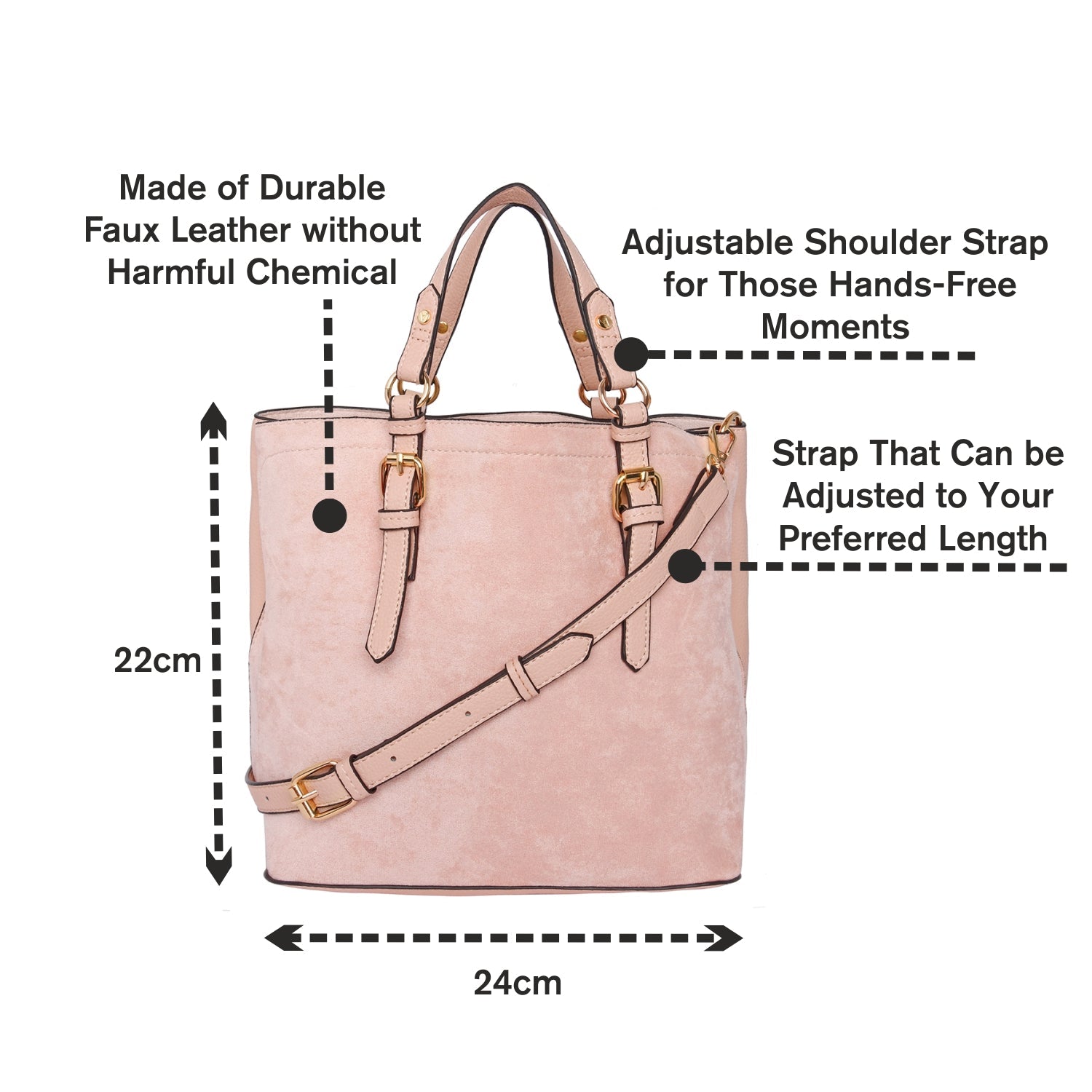 Accessorize London Women's Faux Leather Betty Pink Double Shoulder Handheld bag