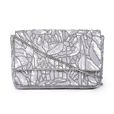 Accessorize London Women's Hand Beaded Sequin Floral Silver Party Clutch