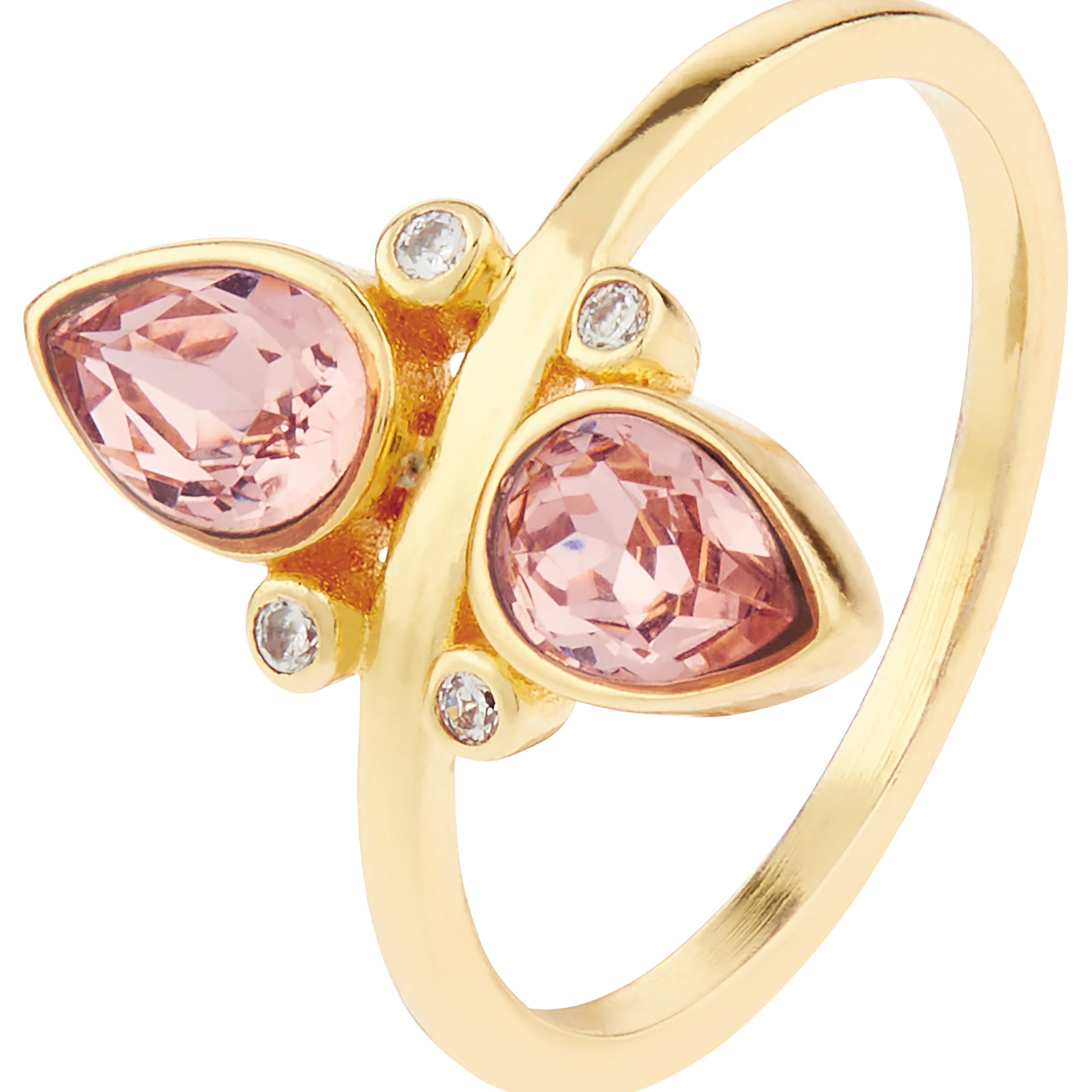 Accessorize London Women's Sparkle Vintage Rose Ring With Swarovski® Crystals Pink-Large