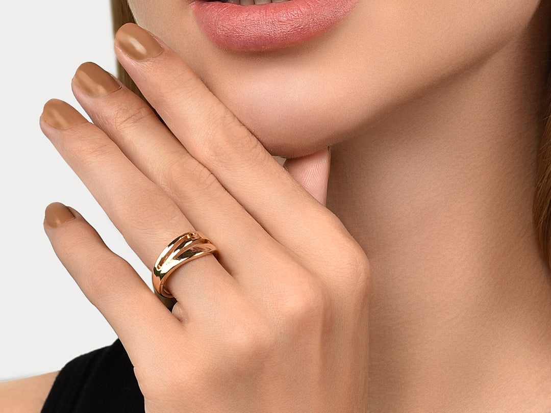 Accessorize London Women'S Gold Chunky Wave Ring