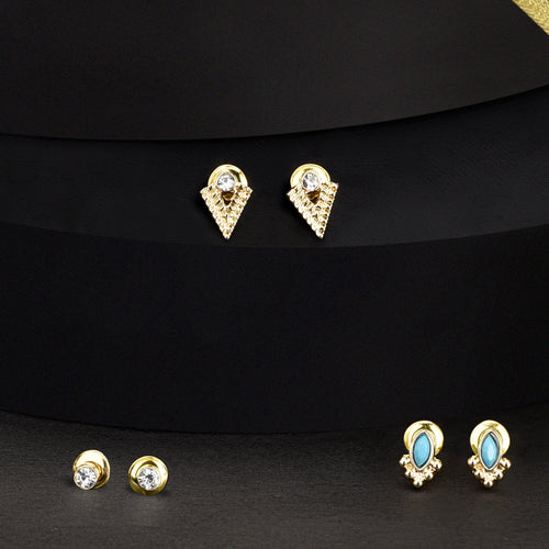 Accessorize London Little 3 set of Turquoise Stud Earrings