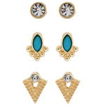Accessorize London Little 3 set of Turquoise Stud Earrings