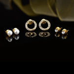 Accessorize London Women's Pearl & Circle Stud Earrings