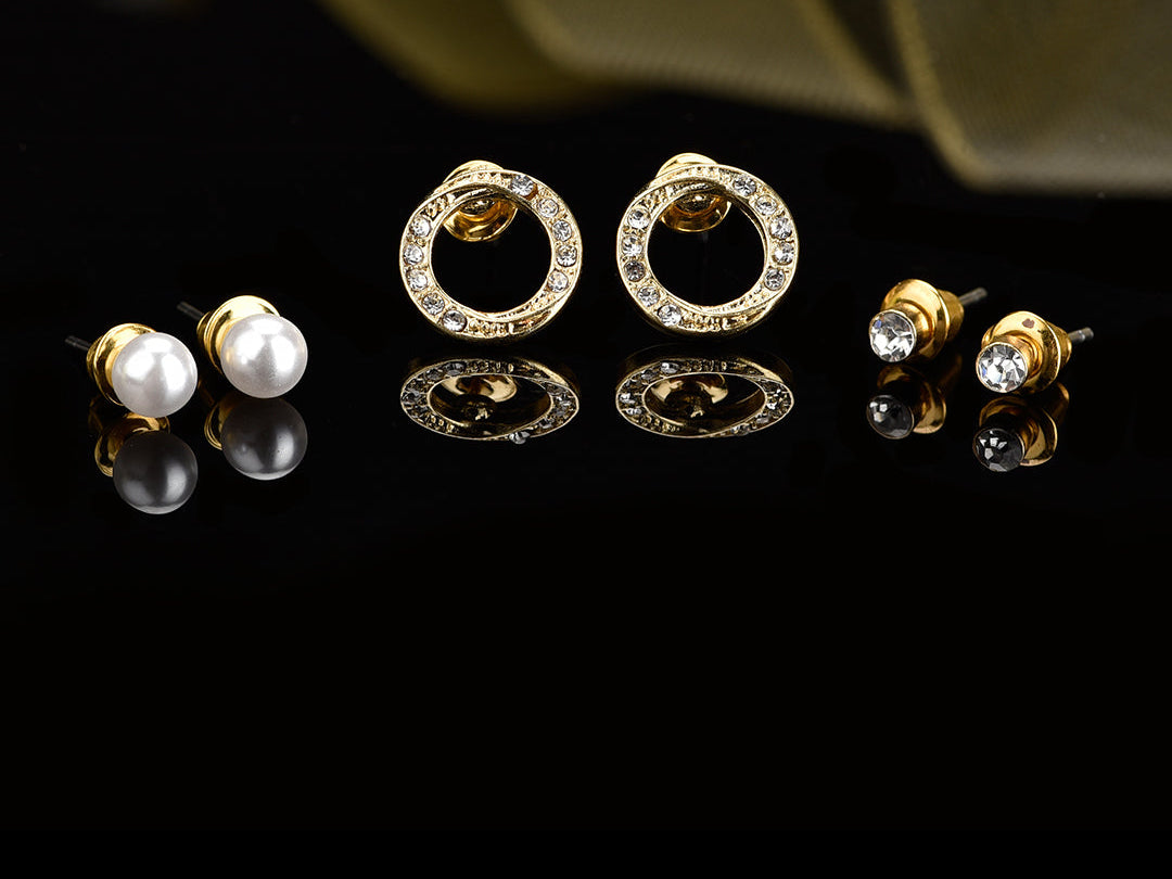 Accessorize London Women's Pearl & Circle Stud Earrings