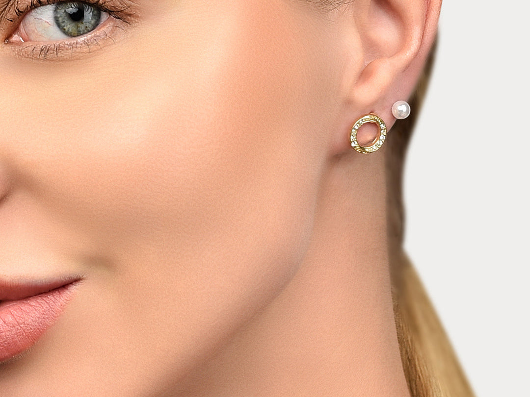Accessorize London Women's Pearl & Circle Stud Earrings