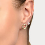 Accessorize London Women's Pearl & Circle Stud Earrings