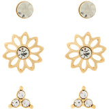 Accessorize London Set Of 3 Flower Stud Earrings