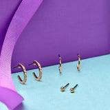 Accessorize London Set Of 3 Gold Pave Stud & Hoop Earrings