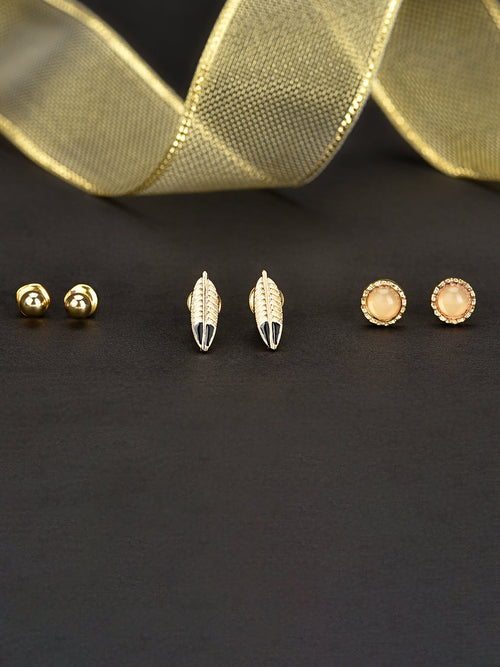 Accessorize London Women's Set Of 3 Leaf Stud Earrings