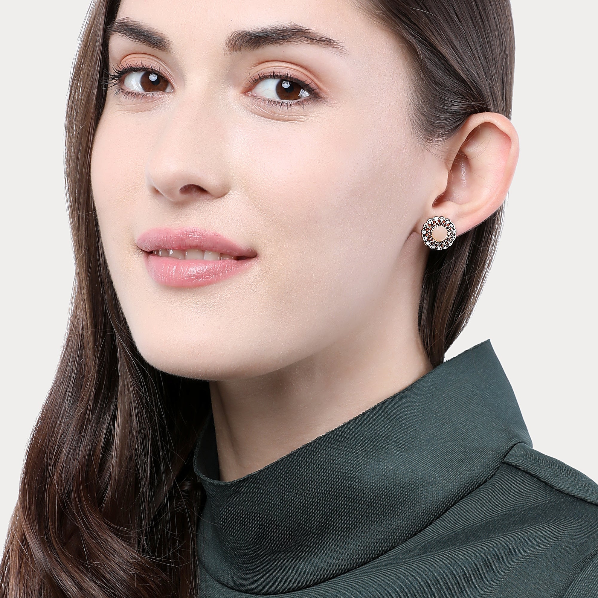 Accessorize London Pretty Stone Filigree Stud Earrings