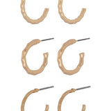 Accessorize London Women's Set Of 3 Textured Hoop Earrings