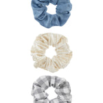 Accessorize London Women's Pack Of 3 Blue Check Scrunchies