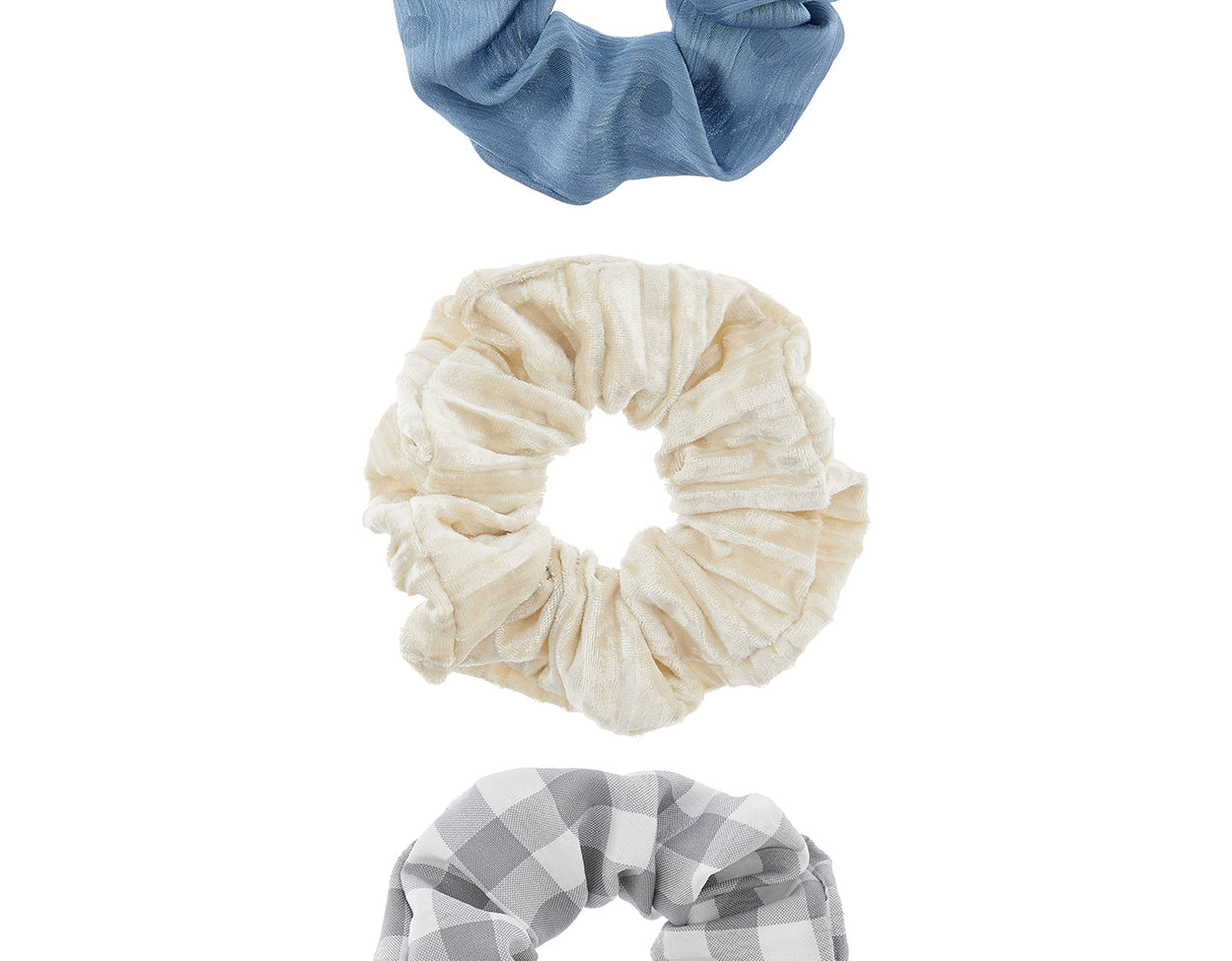 Accessorize London Women's Pack Of 3 Blue Check Scrunchies