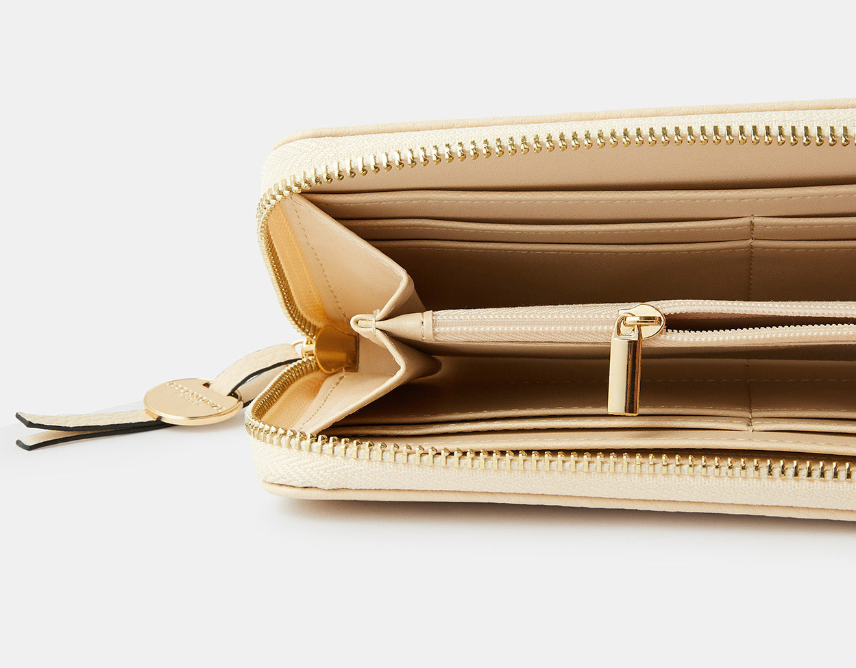 Faux Leather Large Zip Around Wallet