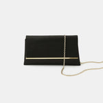 Accessorize London Women's Faux Leather Pleated Satin Clutch-Black