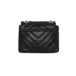 Accessorize London Women's Faux Leather Black Mia quilted Gold Chain Sling bag