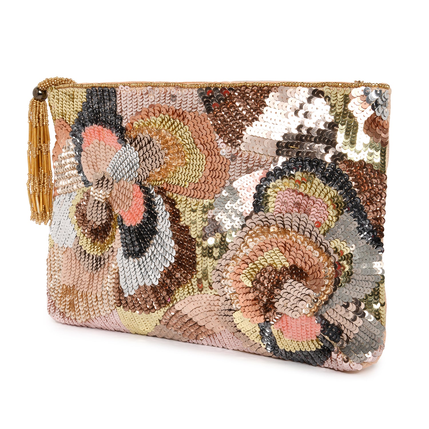 Accessorize London Women's Seraphina sequins Embellished Zip Top Party Clutch