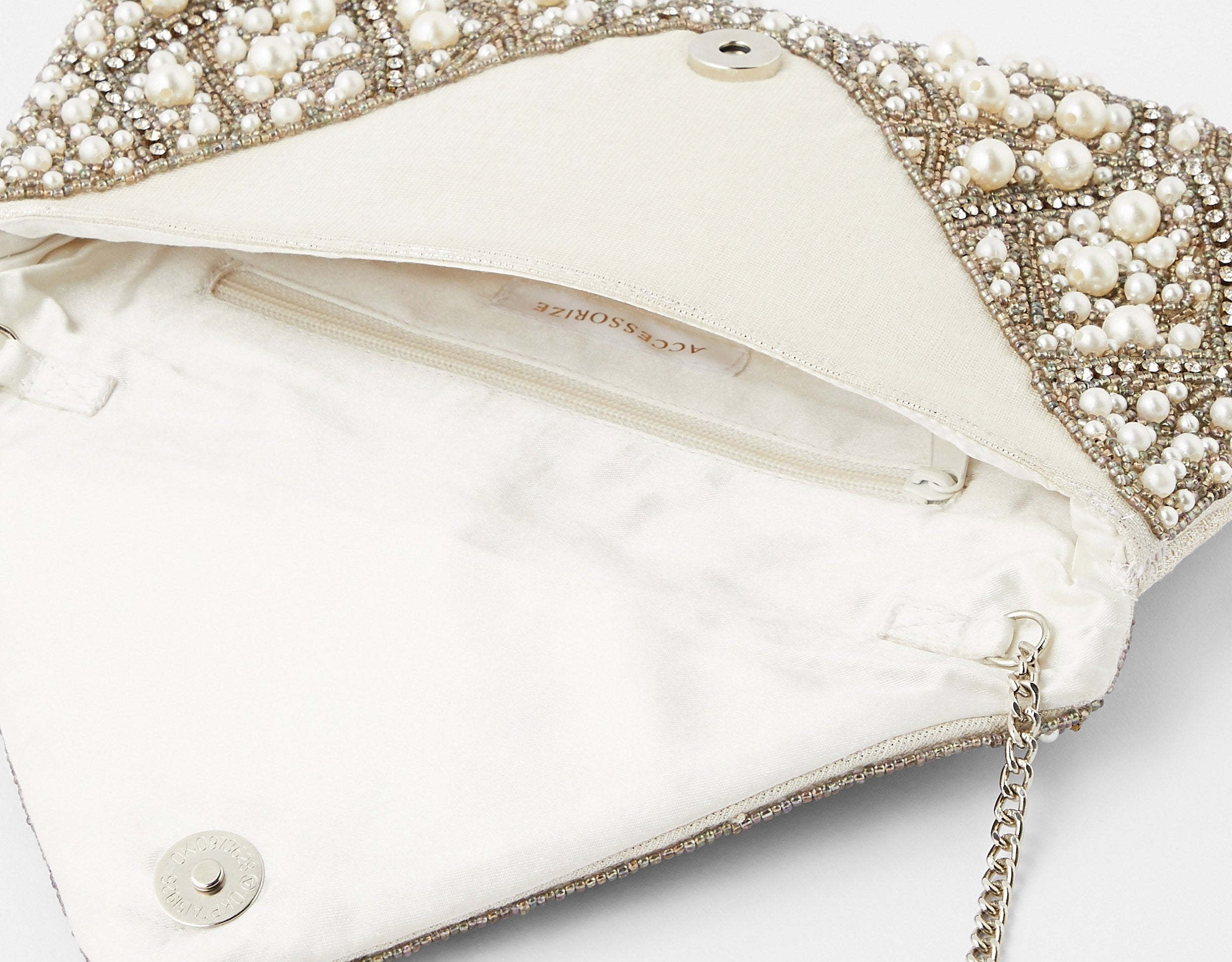 Accessorize London Women's Faux Leather Pearl Encrusted Embellished Envelope