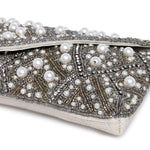 Accessorize London Women's Faux Leather Pearl Encrusted Embellished Envelope