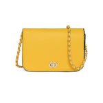 Accessorize London Women's Faux Leather Woven Chain yellow Evie Sling Bag
