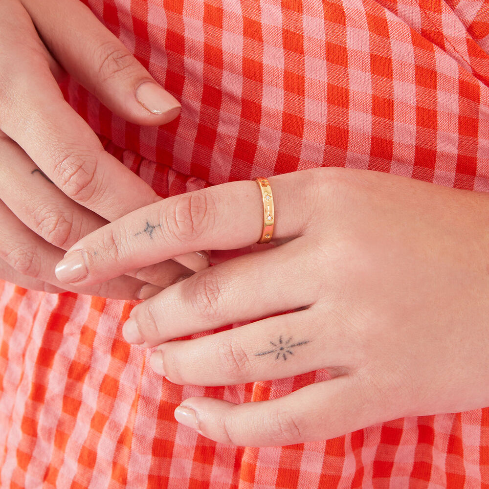 Real Gold-Plated Sparkle Star Band Ring Gold-Small