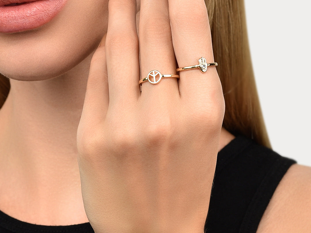 Accessorize London Set Of 2 Peace Hand Stacking Rings